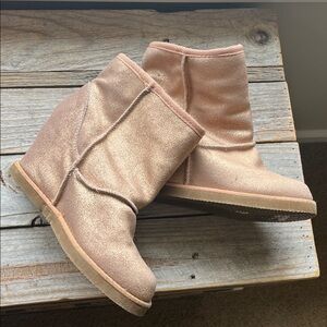 Women's sparkle pink ankle wedge